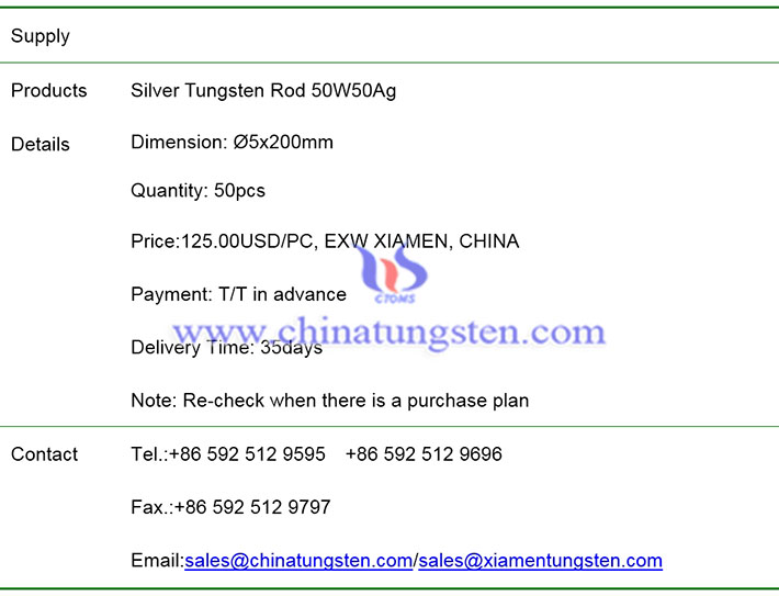 silver tungsten rod price image