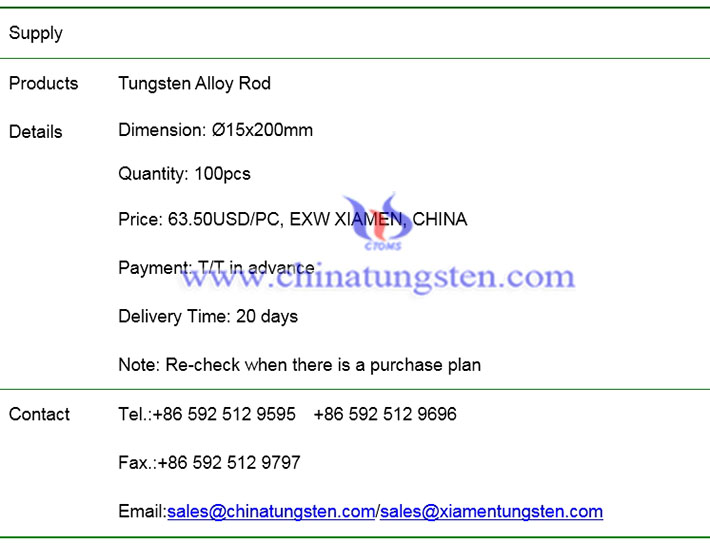 tungsten alloy rod price image